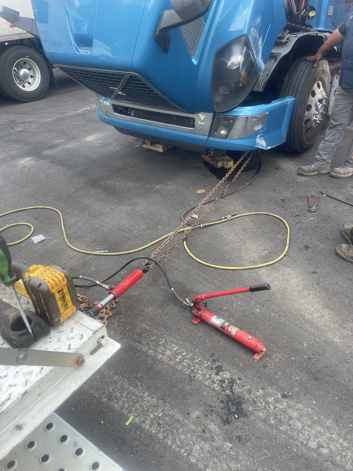 Close-up of truck repair work in Belle Center Ohio